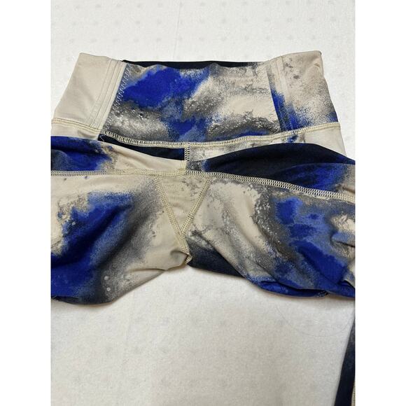 Lululemon Face Forward Crop Leggings Blue Marble Print Size 4 MidRise Activewear - Picture 4 of 8